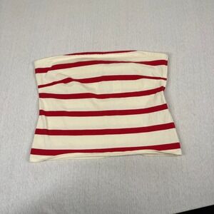 J. Crew Red Stripe Bandeau Tube Top Womens Size Medium Side Zip